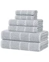 Superior Naples Medium Weight Checkered & Ribbed 6pc Towel Set