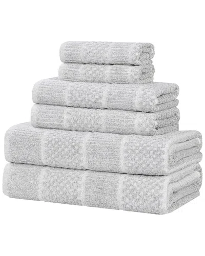 SUPERIOR SUPERIOR NAPLES MEDIUM WEIGHT CHECKERED & RIBBED 6PC TOWEL SET