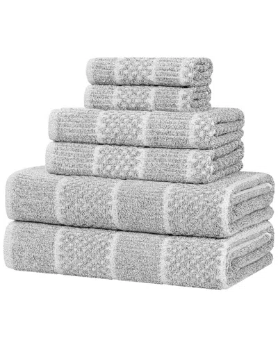 SUPERIOR SUPERIOR NAPLES MEDIUM WEIGHT CHECKERED & RIBBED 6PC TOWEL SET