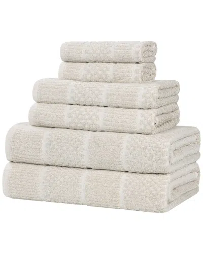Superior Naples Medium Weight Checkered & Ribbed 6pc Towel Set
