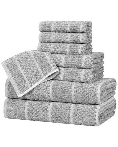 Superior Naples Medium Weight Checkered & Ribbed 8pc Towel Set