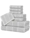 Superior Naples Medium Weight Checkered & Ribbed 8pc Towel Set