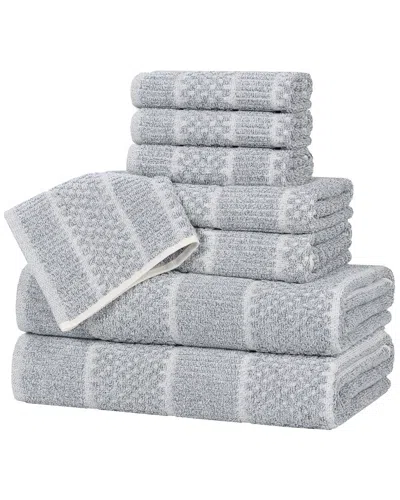 SUPERIOR SUPERIOR NAPLES MEDIUM WEIGHT CHECKERED & RIBBED 8PC TOWEL SET