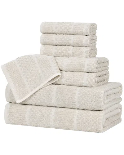 SUPERIOR SUPERIOR NAPLES MEDIUM WEIGHT CHECKERED & RIBBED 8PC TOWEL SET