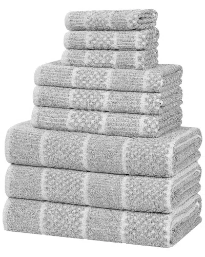 SUPERIOR SUPERIOR NAPLES MEDIUM WEIGHT CHECKERED & RIBBED 9PC TOWEL SET