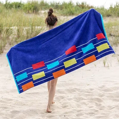 Superior Neon Collection |100% Cotton Quick Dry Beach Towel In Blue