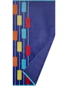 Superior Neon Tiles Oversized Absorbent Lightweight Beach Cotton Towel In Blue