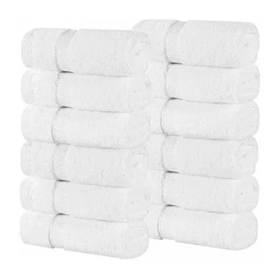 Superior Niles Collection | 100% Egyptian Cotton 12-pc. Quick Dry Washcloth In White