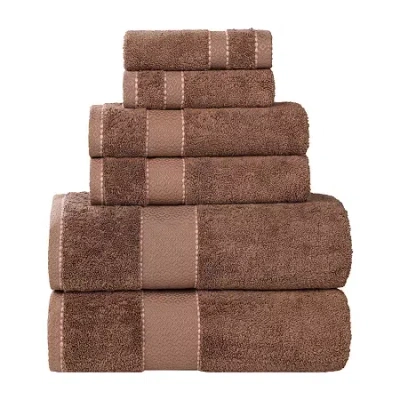 Superior Niles Collection | 100% Egyptian Cotton 6-pc. Quick Dry Solid Bath Towel Set In Brown