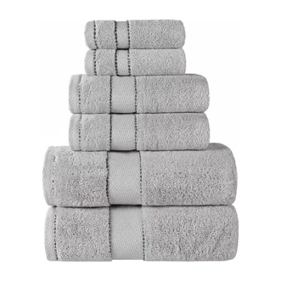Superior Niles Collection | 100% Egyptian Cotton 6-pc. Quick Dry Solid Bath Towel Set In Silver