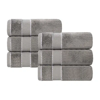 Superior Niles Collection | 100% Egyptian Cotton 6-pc. Solid Hand Towel In Black