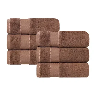 Superior Niles Collection | 100% Egyptian Cotton 6-pc. Solid Hand Towel In Brown
