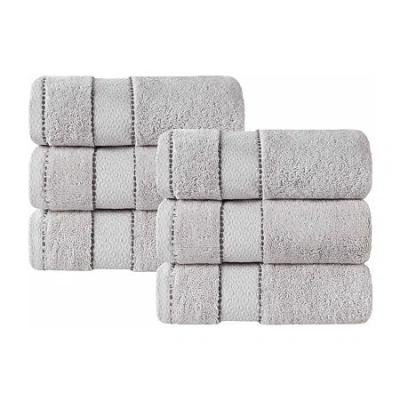 Superior Niles Collection | 100% Egyptian Cotton 6-pc. Solid Hand Towel In Silver