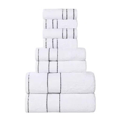 Superior Niles Collection | 100% Egyptian Cotton 8-pc. Quick Dry Geometric Bath Towel Set In Black