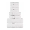 Superior Niles Collection | 100% Egyptian Cotton 8-pc. Quick Dry Geometric Bath Towel Set In White