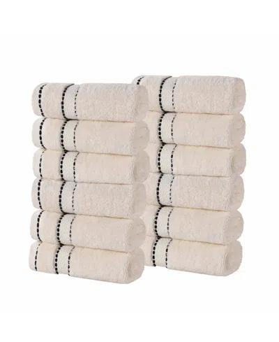 Superior Niles Egypt Produced Giza Dobby Ultra-plush Thick Soft Absorbent 12-piece Face Towel Washcloth Set In Neutral
