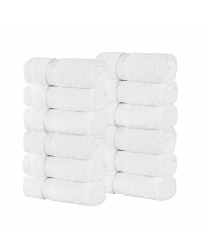 Superior Niles Egypt Produced Giza Dobby Ultra-plush Thick Soft Absorbent 12-piece Face Towel Washcloth Set In White