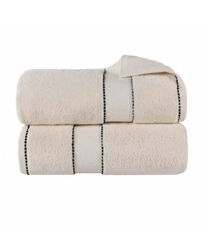 Superior Niles Egypt Produced Giza Dobby Ultra-plush Thick Soft Absorbent 2-piece Bath Sheet Set In Neutral