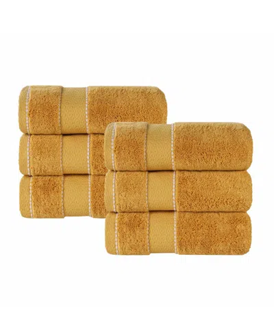 Superior Niles Egypt Produced Giza Dobby Ultra-plush Thick Soft Absorbent 6-piece Hand Towel Set In Gold