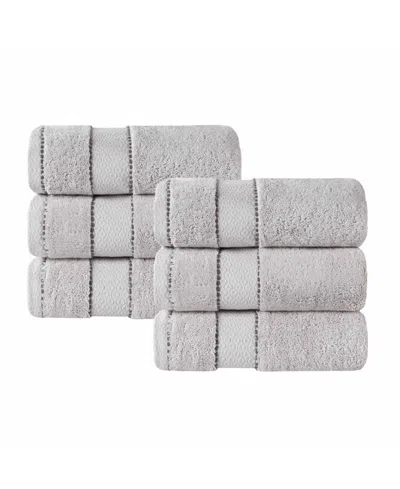 Superior Niles Egypt Produced Giza Dobby Ultra-plush Thick Soft Absorbent 6-piece Hand Towel Set In Gray