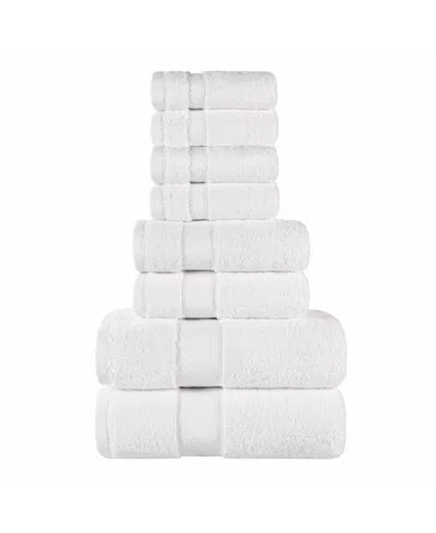 Superior Niles Egypt Produced Giza Dobby Ultra-plush Thick Soft Absorbent 8-piece Towel Set In White