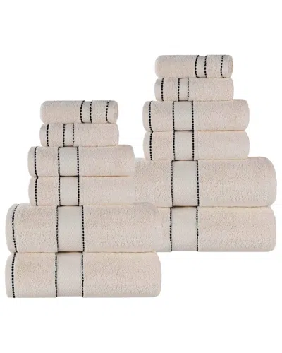 Superior Niles Giza Cotton Dobby Ultra-plush Thick Soft Absorbent 12pc Towel Set In Neutral
