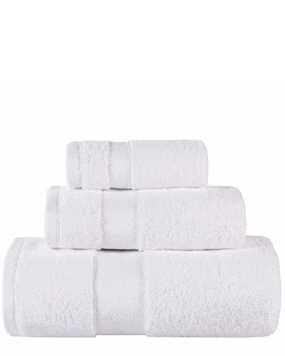 Superior Niles Giza Cotton Dobby Ultra-plush Thick Soft Absorbent 3pc Towel Set In White
