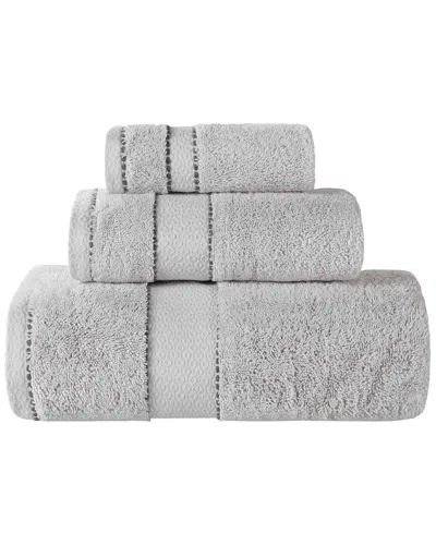 Superior Niles Giza Cotton Dobby Ultra-plush Thick Soft Absorbent 3pc Towel Set In White