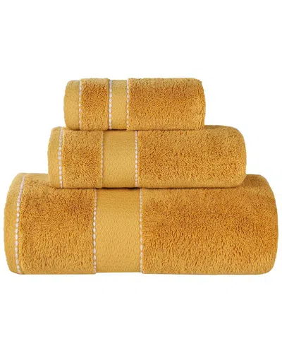 Superior Niles Giza Cotton Dobby Ultra-plush Thick Soft Absorbent 3pc Towel Set In Orange