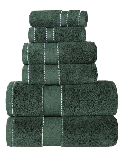Superior Niles Giza Cotton Dobby Ultra-plush Thick Soft Absorbent 6pc Towel Set In Green