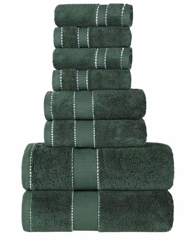 Superior Niles Giza Cotton Dobby Ultra-plush Thick Soft Absorbent 8pc Towel Set In Green