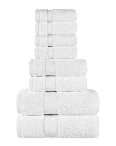 Superior Niles Giza Cotton Dobby Ultra-plush Thick Soft Absorbent 8pc Towel Set In White