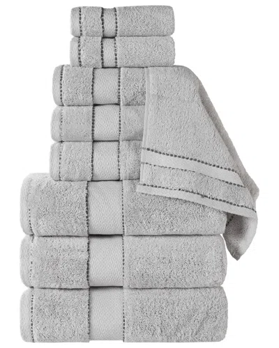 Superior Niles Giza Cotton Dobby Ultra-plush Thick Soft Absorbent 9pc Towel Set In Gray