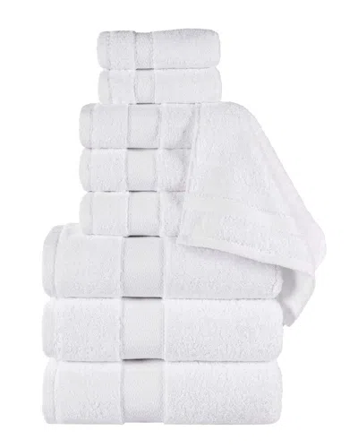 Superior Niles Giza Cotton Dobby Ultra-plush Thick Soft Absorbent 9pc Towel Set In White