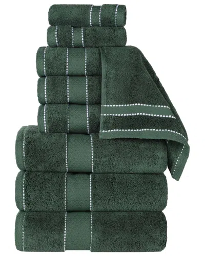 Superior Niles Giza Cotton Dobby Ultra-plush Thick Soft Absorbent 9pc Towel Set In Green