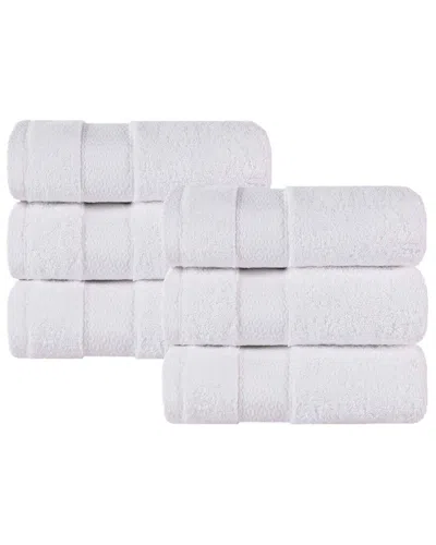 Superior Niles Giza Cotton Dobby Ultra-plush Thick Soft Absorbent 6pc Towel Set In White