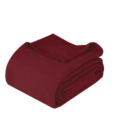Superior Nobel Cotton Jacquard Dobby Weave Textured Chevron Lightweight Woven Blanket, California King In Burgundy