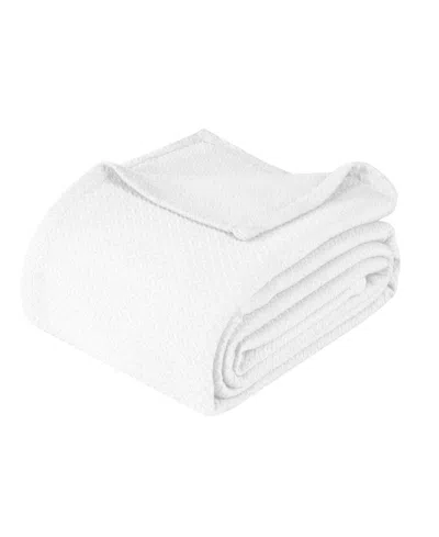 Superior Nobel Cotton Jacquard Dobby Weave Textured Chevron Lightweight Woven Blanket, King In White