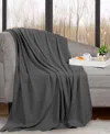Superior Nobel Cotton Jacquard Dobby Weave Textured Chevron Lightweight Woven Throw, 50" X 60" In Charcoal