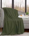 Superior Nobel Cotton Jacquard Dobby Weave Textured Chevron Lightweight Woven Throw, 50" X 60" In Forest Green