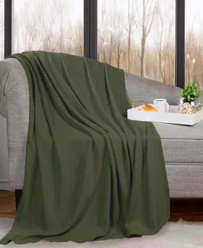 Superior Nobel Cotton Jacquard Dobby Weave Textured Chevron Lightweight Woven Throw, 50" X 60" In Forest Green
