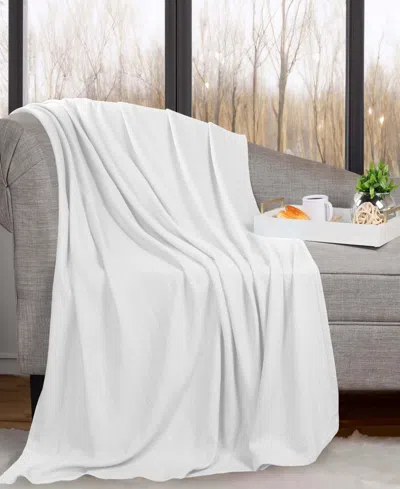 Superior Nobel Cotton Jacquard Dobby Weave Textured Chevron Lightweight Woven Throw, 50" X 60" In White
