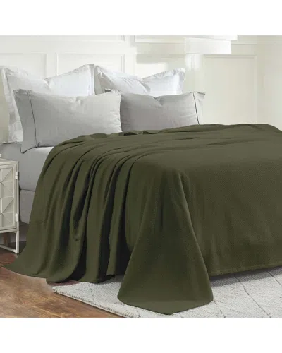 Superior Nobel Cotton Textured Chevron Lightweight Woven Blanket In Green