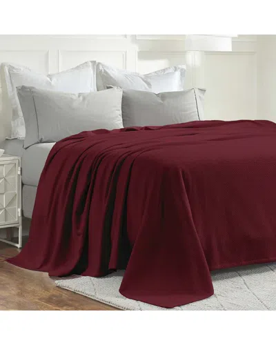 Superior Nobel Cotton Textured Chevron Lightweight Woven Blanket In Burgundy