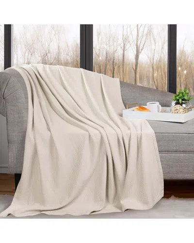 Superior Nobel Cotton Textured Chevron Lightweight Woven Throw Blanket In Neutral
