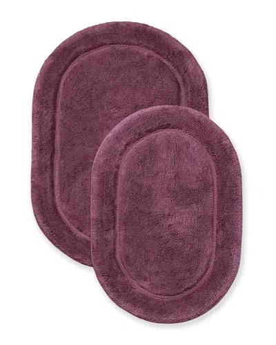Superior Non-slip Oval 2pc Absorbent Bath Rug Set In Plum