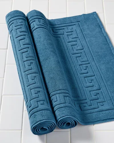 Superior Non-slip 2pc Absorbent Cotton Bath Mat Set In Blue
