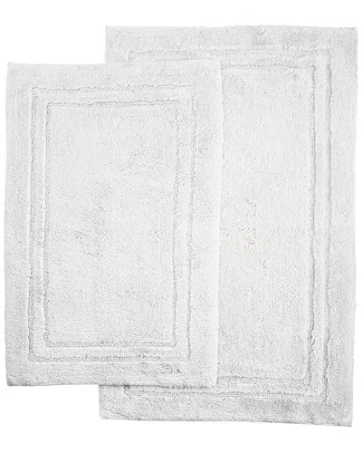 Superior Non-slip 2pc Absorbent Cotton Bath Rug Set In White