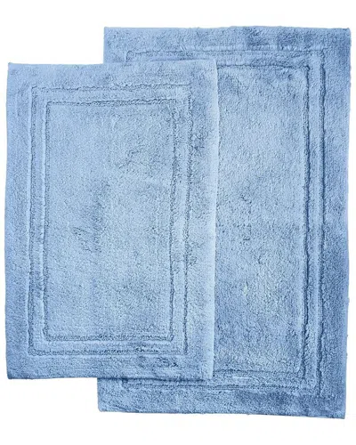 Superior Non-slip 2pc Plush Absorbent Cotton Bath Rug Set In Blue