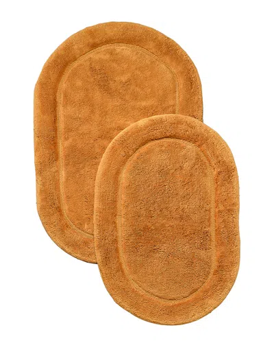 Superior Non-slip Oval 2pc Plush Absorbent Cotton Bath Rug Set